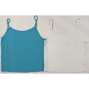 Wild Fable Crop Top Set Of 2 Womens XL Teal Blue & White Super Soft Stretchy EUC